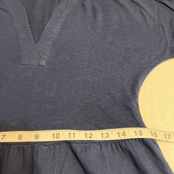 Tahari Women's Maxi Dress Navy Short Sleeve Size Small Linen Blend Pullover - Picture 7 of 9